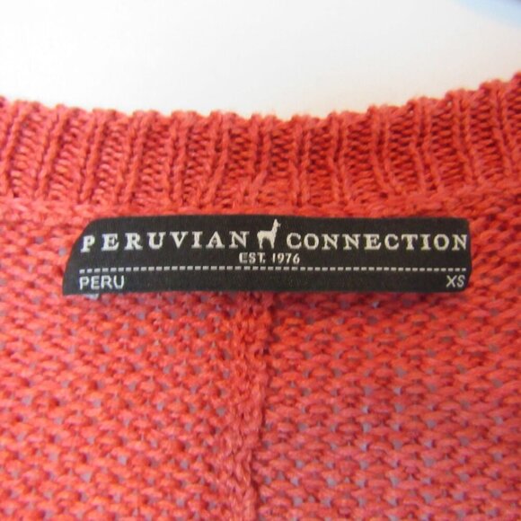 Peruvian Connection Sweater Knit Cardigan Pima Cotton Red Flowy Oversize XS - Picture 4 of 8